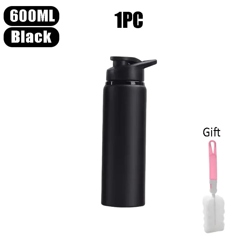 Large 600ml Stainless Steel Sports Bottle Leak Proof Design