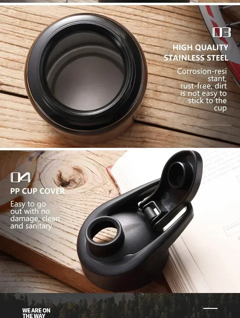 Large 600ml Stainless Steel Sports Bottle Leak Proof Design
