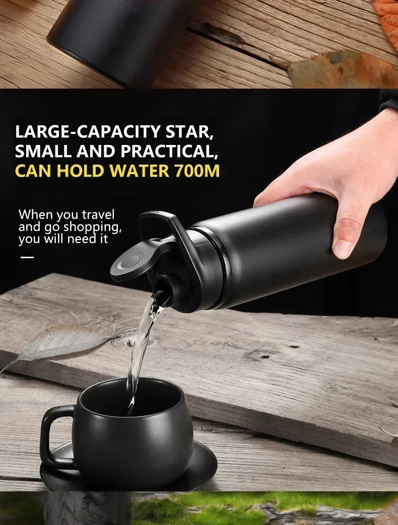 Large 600ml Stainless Steel Sports Bottle Leak Proof Design