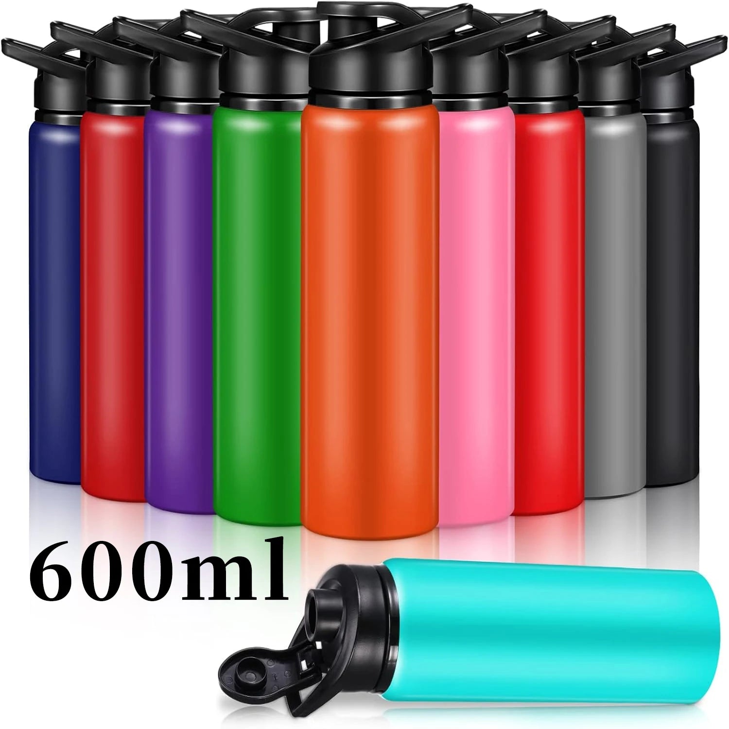 Large 600ml Stainless Steel Sports Bottle Leak Proof Design